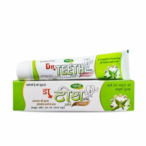 4er Pack – Dr. Teeth Ayurvedische Zahnpasta (je 100g) | Mit Neem, Akarkara, Babool, Laung & Majuphal | Kräuter-Zahncreme ohne Fluorid | Natürliche Ayurveda Zahnpflege | Swadeshi Ayurved