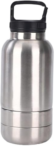 EIOLWJIEO Bouteille d'eau de Voyage Isotherme pour Chien avec Bols détachables, Compagnon pour Les Aventures en Plein air, Bouteille d'eau Portable en métal, D