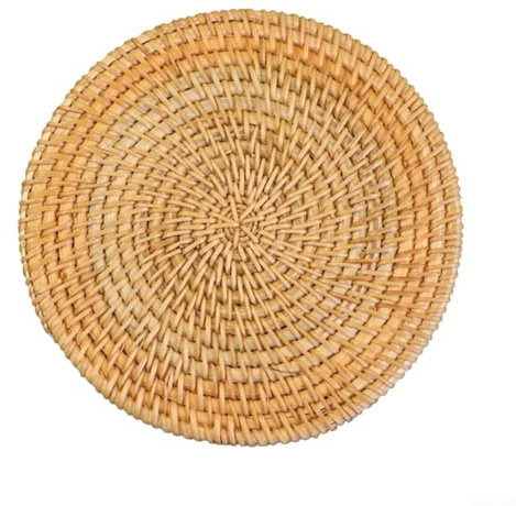 Aprilsunnyzone Natürliche Rattan-Untersetzer, stilvolle Isolier-Pads, Stroh-Tischsets für verschiedene Umgebungen (16 cm)