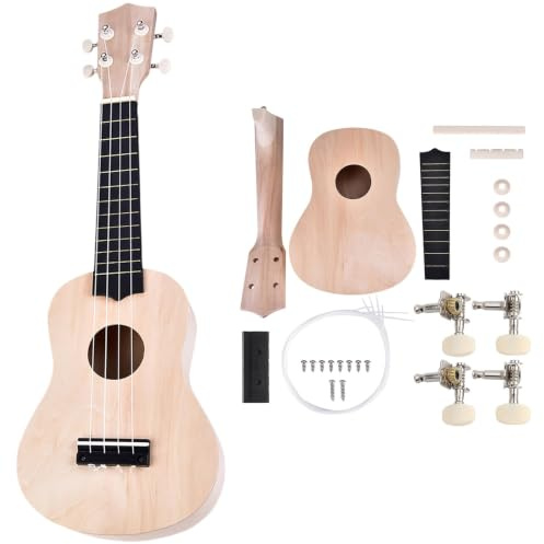 28 PCs DIY Ukulele Kit, machen Sie Ihr eigenes 4 -String -Ukelele 21in -Gitarren -Handarbeit Kit mit Zubehör für Anfängerinstrument für Erwachsene