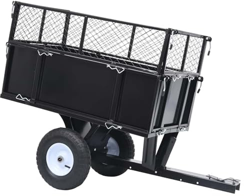 Homgoday Chariot remorque inclinable de tondeuse Charge de 150 kg Remorque universelle pour tondeuse à gazon
