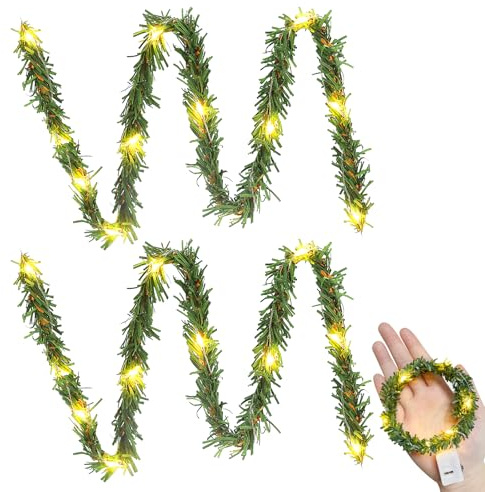 2 PCS Wichtel Lichterkette Miniatur, Mini LED Lichterkette, Weihnachtsbaum Klein Beleuchtet, Wichtel Zubehör Lichterkettes, Weihnachts-Puppenhauszubehör, Weihnachtsbaumschmuck/Gelb 2