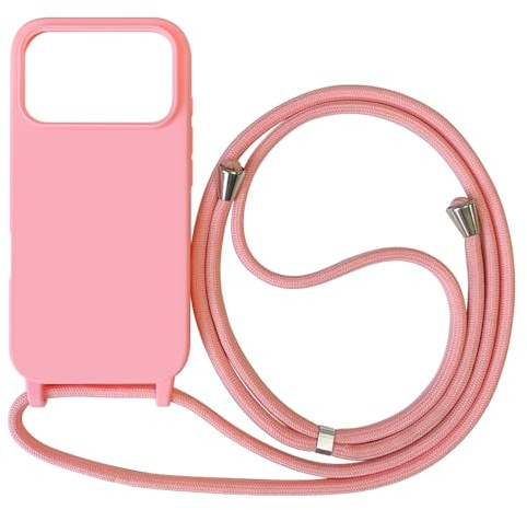 Ququcheng Kompatibel mit iPhone 17 Pro Max(6.9) Hülle,Handykette Hülle Silikon Seil Necklace Handyhülle mit Kordel Tasche TPU Bumper Schutzhülle für iPhone 17 Pro Max(6.9)-Pink