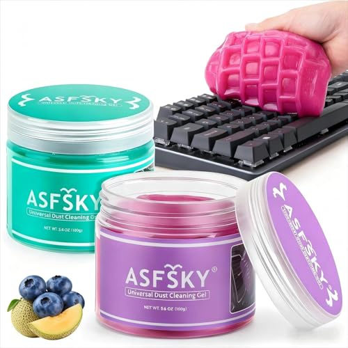 ASFSKY Car Cleaning Gel Kit for Interior Keyboard Cleaner Cleaning Gel | Universal for PC Keyboards, Car Detailing, and Electronics – Reusable Slime for Home & Office (Rose + Green)