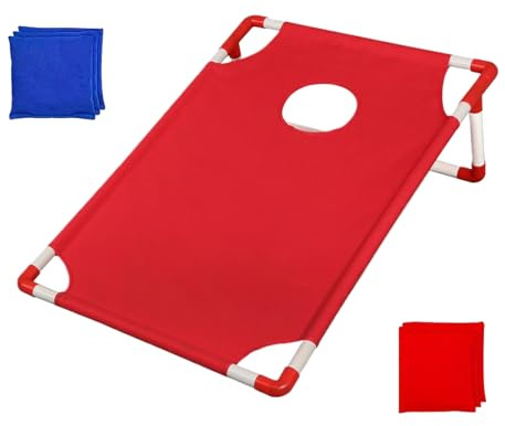 Leichtes Cornhole Game – Tragbares PVC + PP + Oxford-Tuch gerahmtes Cornhole Game Set mit 6 Sandsäcken | Cornholes Outdoor Werfen Gartenspiele | Karneval Party Wurfspiele für Kinder Erwachsene