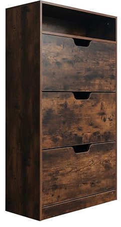 Relaxdays Schuhschrank, Verschiedene Größen, Schuhaufbewahrung, schmaler Schuhkipper, Flur, Schuhkommode, Farbwahl | 3 Klappen, Flur, schmaler Schuhkipper, modern
