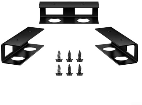 Laptop and Tablet Mount Bracket, 2 mm Reinforced Carbon Steel Under-Desk and Wall Holder with Rounded Corners, Includes Screws for Easy Installation, Black, 10.3 x 3 cm