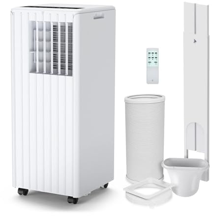 Aire Acondicionado Portátil 9000 BTU 3 En 1, Enfría, Deshumidifica 42L/Día y Ventila, 2 Velocidades, Modo Sueño, Bajo Ruido, Control Remoto, Temporizador 24H, Para Habitaciones Hasta 28 M²