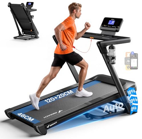 MERACH T31 Laufband Für Zuhause, 46 * 140CM/46 * 120CM Laufbereich | 18% Automatische Steigung, 1-14km/h Walking Pad Klappbar, 159KG Treadmill for Home, 3.5 PS Bürstenloser Motor, APP