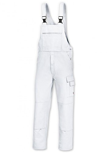 BP Workwear Basic 1482-060-21 Latzhose - Stoffhosenträger mit Gummieinsatz - Taschen für Knieschoner - Reine Baumwolle - Normale Passform - Größe: 48 - Farbe: weiß