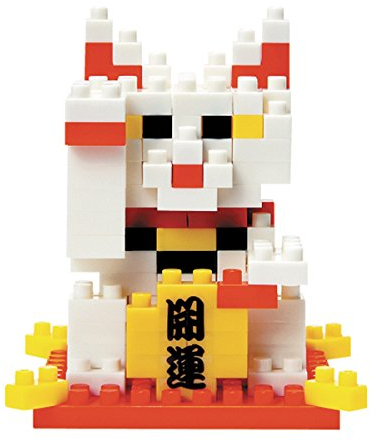 nanoblock NBC-031 - Maneki Neko /Glückskatze, Minibaustein 3D-Puzzle, Mini Collection Serie, 150 Teile, Schwierigkeitsstufe 2, mittel