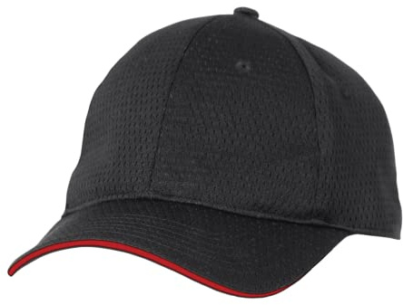 Colour by Chef Works BCCT-RED-0 Cool Vent Baseball Cap, Red Trim, One Size, Black
