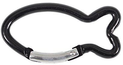 Karabiner SCHWARZ in Fischform Schlüsselanhänger, 1 Stück