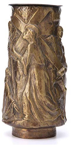 Holyart Grabvase mit Wasserbecken aus bronzefarbigen Messing