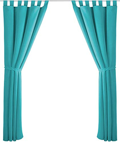 Bestlivings 2er Set Dekoschal mit Schlaufe, inkl. Raffhalter & Haken, türkis in 140x145 cm