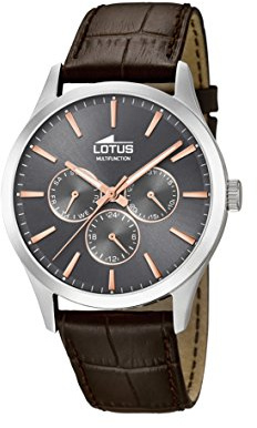 Lotus Herrenuhr Armbanduhr Leder Braun/Grau 42mm