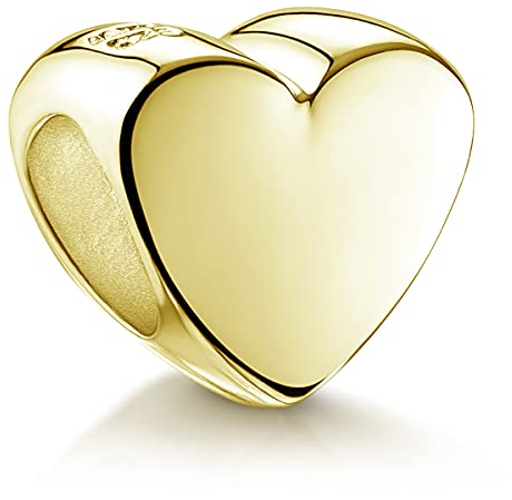 MATERIA Damen Beads Herz Gold - Charms Anhänger Silber 925 vergoldet Liebe Schmuck für Armband #659