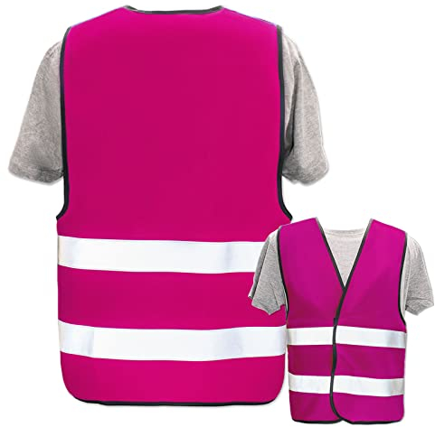 PixiPrints.com Warnweste bedruckt mit Ihrem Namen Text Bild Logo * Farbe + Größe: Pink (M/L) * Druckposition: Rücken * echte Reflex-Leuchtstreifen * personalisiertes Design selbst gestalten
