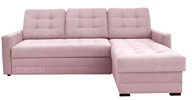 mb-moebel Ecksofa mit Schlaffunktion Eckcouch mit Bettkasten Sofa Couch L-Form Polsterecke GENEWA I (rosa, Ecksofa rechts)