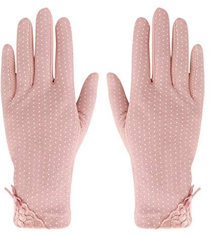 IPENNY Ladies Soft Cotton Gloves Sun UV Protection Driving Gloves Breathable Thin Full Finger Gloves Elegant Lace Sunblock Gloves Touch Screen Gloves Outdoor Cycling Fishing Hiking Gloves