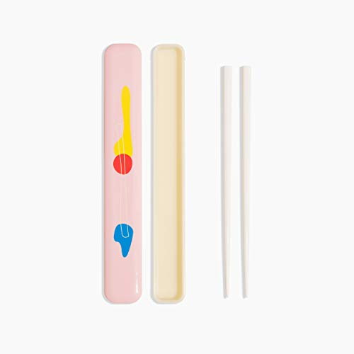 TAKENAKA POKETO x Limitiertes Modell, Pool-Farbe, perfekt für Mittagessen, Bento Time, hergestellt in Japan (POKETO Essstäbchen und Etui (Pink))