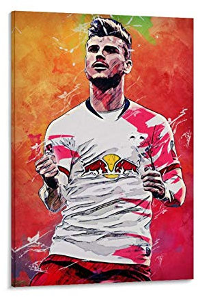 LKJHLK Timo Werner Poster Fußball 3, Wanddekoration, Leinwand-Kunstdruck für Büro, Schlafzimmer, Zuhause, Wohnheim – Geschenk für Jungen, 30 x 45 cm
