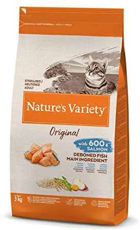 Nature's Variety Original Trockenfutter für ausgewachsene Katzen, sterilisiert, Lachs, ohne Gräten, 3 kg