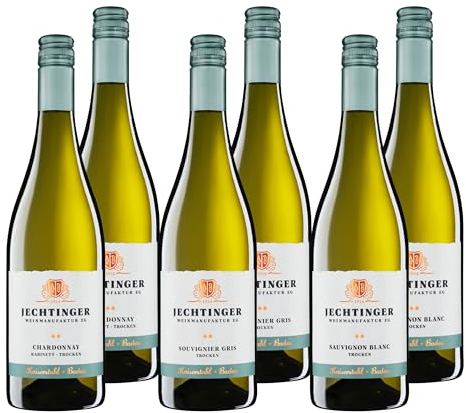 Jechtinger Wein Probier-Paket - frisch & fruchtig ausgebaute Weißweine vom Kaiserstuhl - Chardonnay Kabinett, Sauvignon Blanc QbA & Souvignier Gris QbA (6 x 0,75 l)