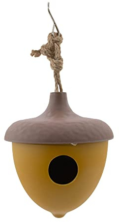 Point-Virgule Nistkasten für vögel, Vogelhaus zum aufhängen, Eichel, ockergelb, 16x16x19cm
