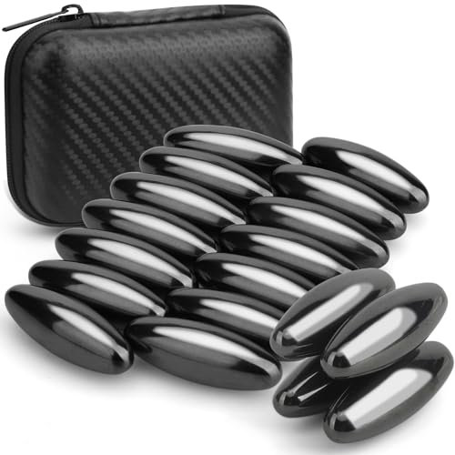 Dilabnba Fridge Magnets Black Hematite Oval Magnetic Rocks for Home, Office, Kitchen, DIY, Building, Scientific, Craft, Educational Magnet Gadget, Refrigerator Neat Gift(8PCS)