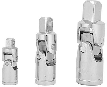 BuyWeek Kreuzgelenk Stecknuss Adapter, 3 Stück CRV 1/4 Zoll 3/8 Zoll 1/2 Zoll 360° Universelle Gelenksatz Ratschenwinkel Verlängerungsstangen Stecknuss Adapter