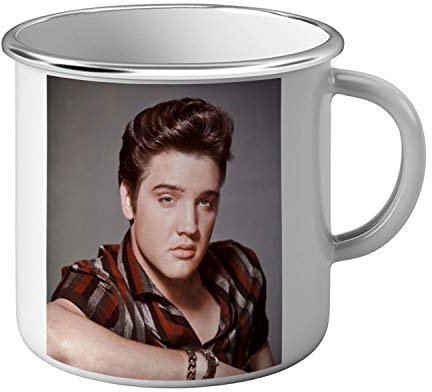 Taza esmaltada Metal Star Famoso Elvis Presley cantante Música Vintage 14