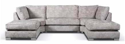 Alaska Truffle L or U Shaped Corner Sofa | Large Footstools | Included | Chenille Fabric | L Shape U Shape (Highback), Grey