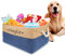 Personalisierte Aufbewahrungskorb mit Namen und Muster, Faltbar Hunde Spielzeugkorb mit Baumwollgriff, Aufbewahrungsbox für Die Organisation Von Lebensmitteln Kleidung und Hundezubehör(Dunkelblau)