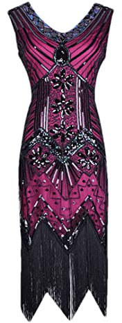 Vestito da sera del partito di sera del vestito dell'abito della nappa del paillettes del vestito a tema del partito di promenade del partito di, Abito viola., XL