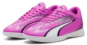 Puma Unisex Youth Ultra Play It Jr Soccer Shoes, Poison Pink-Puma White-Puma Black, 38.5 EU