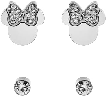 Disney Minnie Mouse Kinder Ohrringe, Edelstahl, Zirkonkristall, Disney Schmuck fur Mädchen