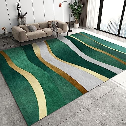 Goldene Smaragdgrüne Unregelmäßige Streifen Teppiche Gegend, Moderne Nordische Geometrische Kunst Kurzflor Teppiche für Teppich Wohnzimmer Teetisch Bodenmatte Schlafzimmer Nachttisch Teppich 160x230cm