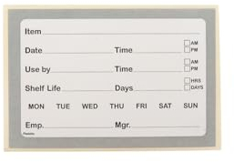 Grey USE by Catering Labels in Dispenser, Shelf Storage Label 51mm x 76mm, 500 Labels per roll, Removeable Stickers
