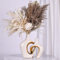 Jarrón de Cerámica Dorada Blanca Juego de 2 - Diseño Nórdico Moderno Boho Minimalista para Decor del Hogar, Salón Comedor, Dormitorio, Oficina - Centro de Mesa Decor de Hierba de Las Pampas y Flores