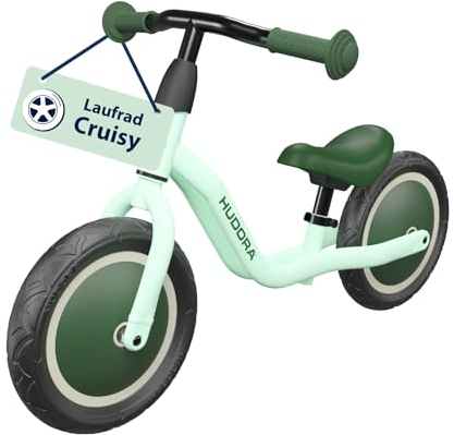 HUDORA Laufrad Cruisy 10 Zoll - Hochwertiges Lernrad ab 15 Monaten - Leichtes Lauflernrad mit Verstellbarer Sattelhöhe - Rutschfahrzeug für Kinder von 78-100 cm - Robustes Kinderfahrzeug - Mint