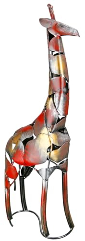 GILDE große Deko Figur Giraffe XL - Skulptur Metall handgefertigt und handbemalt - Dekoration Geschenk - Mehrfarbig Höhe 67 cm