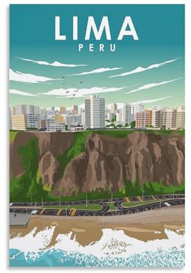 Lima Peru City Vintage Reise Leinwand Kunst Poster und Wandkunst Bild Druck Moderne Familie Schlafzimmer Dekor Poster 30 x 45 cm