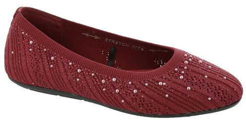 Skechers Damen Cleo 2.0-Glitzy Daze Ballerinas, Rot/Ausflug, einfarbig (Getaway Solids), 39.5 EU