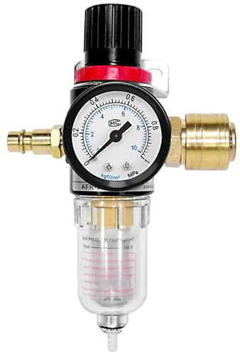 DAJASD Druckminderer Druckluft 1/4 Zoll, Wasserabscheider Druckluft, Druckluft Regler Kompressor Zubehör, Druckluftfilter Wasserabscheider mit Wasserabscheider Schnellkupplungen für Kompressor Filter