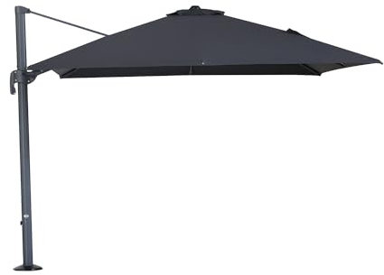 OUTLIV. Ampelschirm Deluxe Roma, Aluminiumgestell, Polyesterbezug, Pulverbeschichtet, Mit Kurbel und Windauslass, 300x300cm Anthrazit/Grau