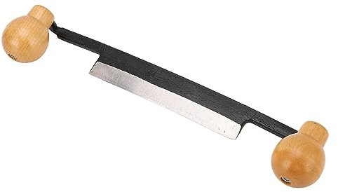 Straight Draw Wood Carving Tool, Double Anti Slip Wooden Handle Incisive Tungsten Steel Blade Draw Shave Debarking Hand Tool for Log Woodworking