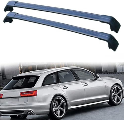 KFDEGYJJ Aluminium Dachträger Querstangen für Audi A6 Avant 4G5, 4GD, C7 2011-2018,Dachgepäckträger- Alu Relingträger,Black