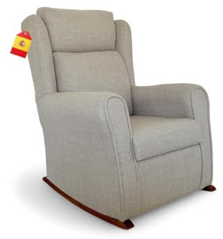 Sillón Orejero Relax Reclinable Tipo Butaca Balancín con Tela Antimanchas, Sillones para El Salón Cómodos, Sillón Reclinable Manual Ideal para Lactancia, Lectura Y Dormitorio | Gris