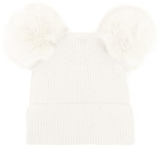 QUEEN HELENA Wintermütze mit Bommel Pelzige Mütze Warme Mütze Kürbis Casual Damen CP24-01, Weiß, One size